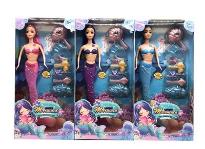 14寸带灯光实身活动6关节带配件美人鱼芭芘 三色混装 - OBL10399112