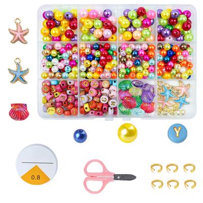 6/8mm珍珠+字母珠+吊坠贝壳+圈剪刀线（12格） - OBL10400866