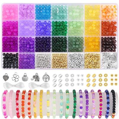 4mm金银珠+6mm圆珠+隔珠+吊坠+圈线 28格 - OBL10400874