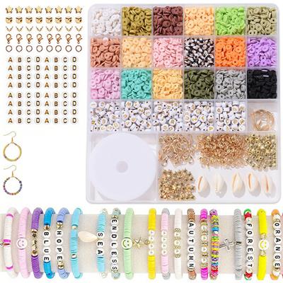 软陶+字母珠+隔珠+贝壳+耳钩耳圈+龙虾扣包扣圈线26格 - OBL10400885