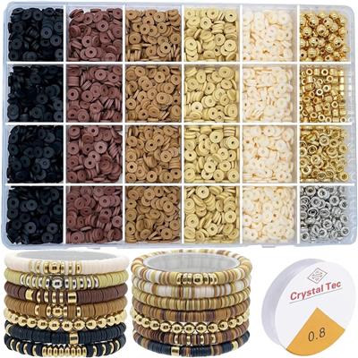 6mm金珠+软陶+隔珠+线24格 - OBL10400904