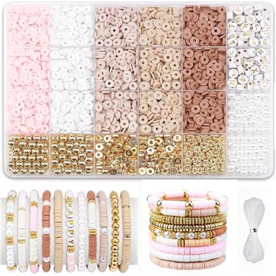 6mm金珠/珍珠+字母珠+隔珠+软陶+线24格 - OBL10400905