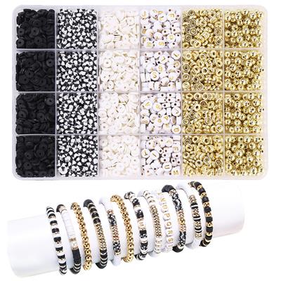 6mm金珠+字母珠+隔珠+软陶片+线24格 - OBL10400916