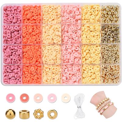 软陶片+6mm金珠+隔珠+线 24格 - OBL10400925