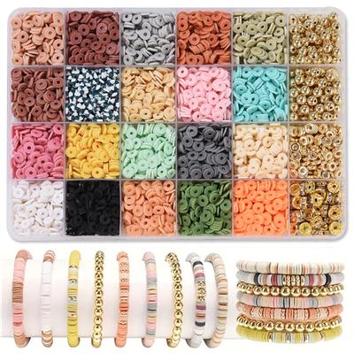 软陶片+6mm金珠+隔珠+线 24格 - OBL10400927