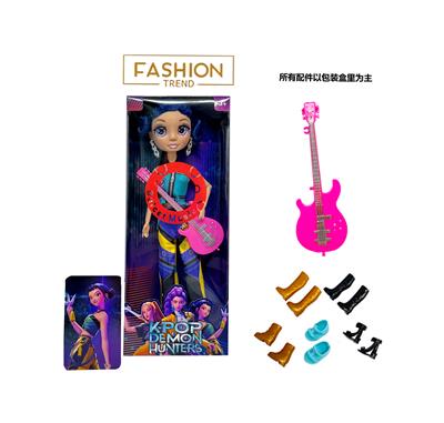 K-POP彩虹猎魔系列 1比1  带七彩灯光音乐12寸12关节实身真玻璃眼珠惊喜猎魔女团娃娃带耳环带一条吉他带金貂卡片一张 - OBL10404471