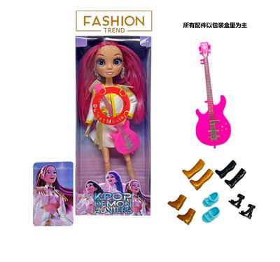 K-POP彩虹猎魔系列 1比1  带七彩灯光音乐12寸12关节实身真玻璃眼珠惊喜猎魔女团娃娃带耳环带一条吉他带金貂卡片一张 - OBL10404473