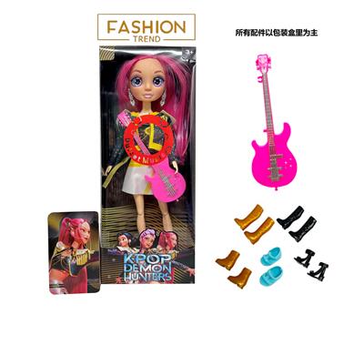 K-POP彩虹猎魔系列 1比1  带七彩灯光音乐12寸12关节实身真玻璃眼珠惊喜猎魔女团娃娃带耳环带一条吉他带金貂卡片一张 - OBL10404476