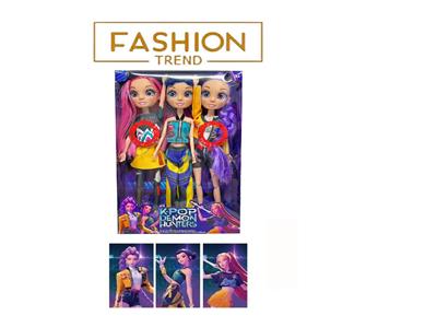 K-POP 彩虹猎魔系列带七彩灯光音乐12寸12关节实身真玻璃眼珠惊喜猎魔女团娃娃3人混装，金貂卡片一张 - OBL10404489