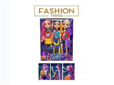 K-POP 彩虹猎魔系列带七彩灯光音乐12寸12关节实身真玻璃眼珠惊喜猎魔女团娃娃3人混装，金貂卡片一张 - OBL10404602