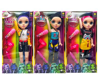 卡通12D  真眼珠28寸吹瓶猎魔娃娃带音乐主题曲带超大皇冠带大话筒带吹风筒带卷毛棒 3款混装 - OBL10405557