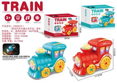 电动万向卡通火车灯光、音乐、吹雪花（红、蓝两色混装）3AA不包电 - OBL10413606