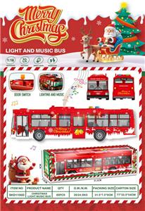 圣诞老人灯光音乐惯性早教玩具公交车大巴车（红色） - OBL10413670