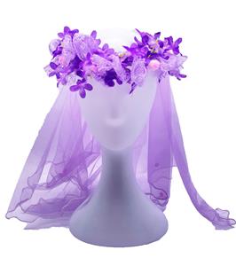 带电闪光5朵绒球礼花加双层头纱 - OBL10415956