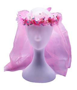 带电闪光双层纱加5朵珠花头纱 - OBL10415960