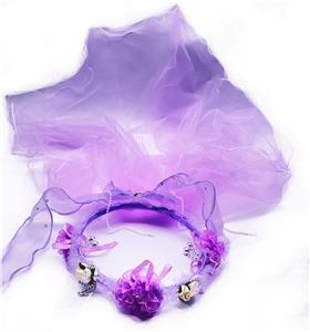 普通头饰加三朵丝带花加单层纱 - OBL10415994