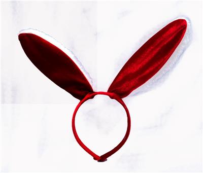 红白色毛绒兔耳朵1只装1袋 - OBL10416100