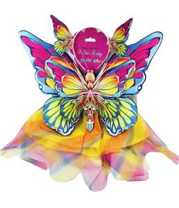 吊卡彩印蝴蝶翅膀加头饰加裙子三件套 - OBL10416159