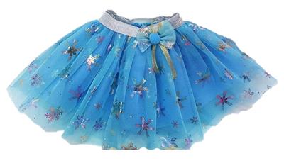 彩印雪花双层裙子加蝴蝶结 - OBL10416163