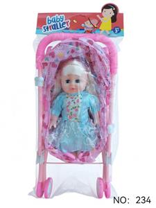 铁制婴儿手推车配音乐公仔+饰品 - OBL10416563