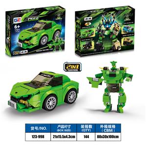 益智城市积木双回力Q版变形跑车兰博基尼（125PCS）4款混装 - OBL10416688