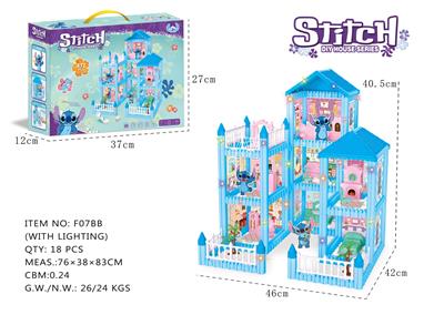 DIY益智拼装积木史迪仔别墅7间  432 PCS     （带灯AG13*3） - OBL10416916