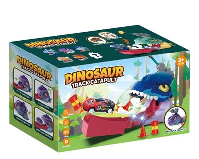 吞食弹射轨道恐龙灯光音效+3款随机咬手指恐龙回力车仔+6款随机铁皮车 - OBL10417028