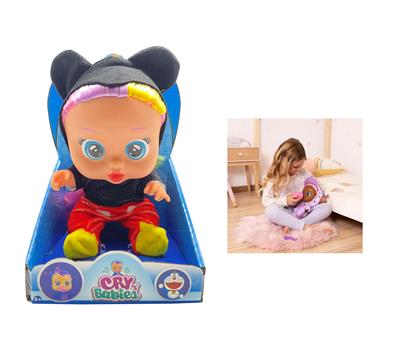毛绒米琪-第16代14寸搪胶哭泣带头发女孩版娃娃带四声音乐cry Babies-Tutti Fritti带流眼泪功能，带吸水奶瓶，带奶嘴  。毛绒带加暖功能。衣服2件套 - OBL10418674