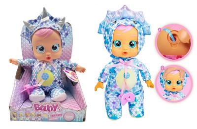 高档1比1 12寸搪胶头搪胶手毛绒棉身体带真实流眼泪。水晶睡衣三角恐龙哭泣娃娃带四声音乐cry Babies-Tutti Fritti带流眼泪功能，带奶嘴 - OBL10418680