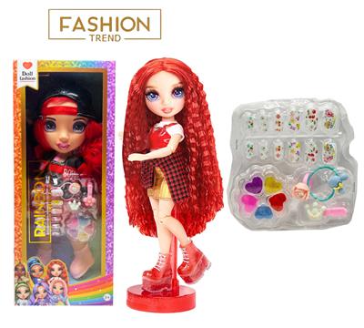 高端彩妆系列 16寸搪胶带灯光音乐主题曲Rainbow High惊喜彩虹高中带  美甲，发夹。彩妆油  5件套 - OBL10418989