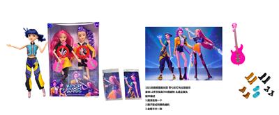 2026年度最佳K-POP猎魔女团动画版11.5寸12关节实身带七彩灯光主题曲Rumi鲁米打歌芭比双人混装带吉他，金貂卡片一张 - OBL10419235