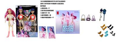 2026年度最佳K-POP猎魔女团动画版11.5寸12关节实身带七彩灯光主题曲鲁米佐依米拉儿唱歌芭比双人混装，带魔术棒，带镀金包，金貂卡片一张 - OBL10419237