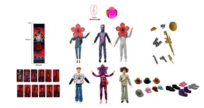 高端11.5寸11关节实身带七彩灯光音乐主题曲怪奇物语第5季Stranger  Thing真人版芭比带金貂卡片一张带怪奇物语主题套件6款混装 - OBL10420314