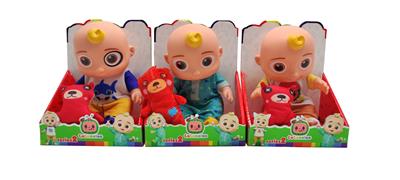 10寸搪胶cocomelon超级宝贝带4首不同主题音乐和圣诞音乐3款主题衣服COCO混装带着塞棉小熊 - OBL10420365