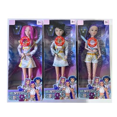 K-POP 猎魔女团真人版11.5寸12关节实身带七彩灯光主题曲Rumi鲁米打歌芭比带武器3款混装 - OBL10420528