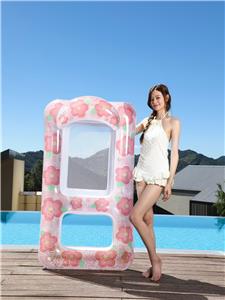 170靠背双孔网纱充气躺椅-亮片太阳花 粉色 - OBL10421913