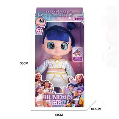 13寸5关节摇头PVC搪胶5D眼睛娃娃胖童K-POP猎魔女团娃娃带灯光音乐带兵器 - OBL10423020