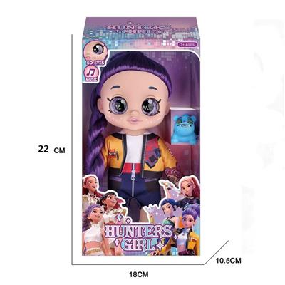 10寸5关节PVC搪胶5D眼睛娃娃胖童K-POP猎魔女团娃娃带灯光音乐带宠物 - OBL10423021
