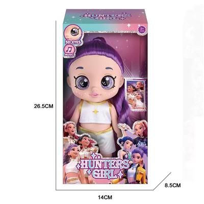 10寸5关节摇头PVC搪胶5D眼睛娃娃胖童K-POP猎魔女团娃娃带灯光音乐带兵器 - OBL10423024