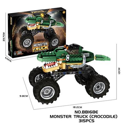 跨境电商DIY拼装积木 回力怪兽鳄鱼大脚车(带避震器) - OBL10423407