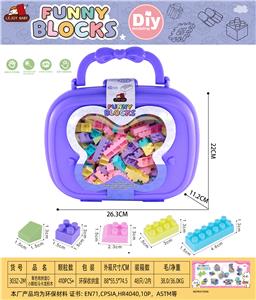 紫色收纳盒Q小颗粒马卡龙积木500克(410PCS+) - OBL10426640