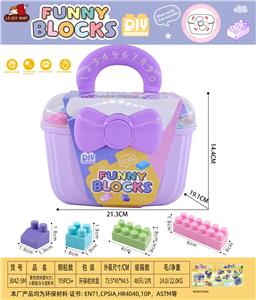 紫色收纳盒R(大)小颗粒马卡龙积木260克(115PCS+) - OBL10426668