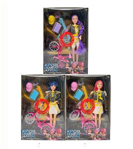 第3代K-POP 猎魔带灯光音乐  11.5寸12关节实身猎魔女团，带迷你单车带吉他套装 - OBL10427688