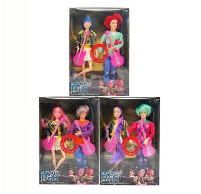 第3代K-POP带灯光音乐 猎魔  11.5寸12关节实身猎魔女团，猎魔男团2人混装带吉他 - OBL10427691