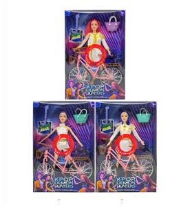 第2代 K-POP带灯光音乐 猎魔 11.5寸12关节实身猎魔女团，带单车带吉他带手提包 - OBL10427692