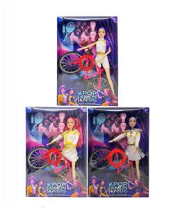 第2代K-POP 猎魔 带灯光音乐 11.5寸12关节实身猎魔女团，带溜冰鞋羽毛拍套装  赛车 - OBL10427693