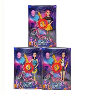 第1代K-POP 猎魔带灯光音乐  11.5寸12关节实身猎魔女团，带迷你单车带吉他套装 - OBL10427698