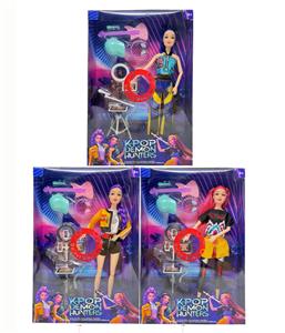 第1代K-POP 猎魔带灯光音乐 12关节实身猎魔女团，带直播器材带吉他套装 - OBL10427700