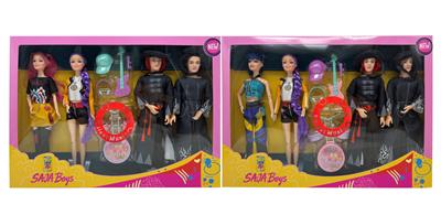 第1代K-POP 猎魔带灯光音乐 11.5寸12关节实身猎魔女团，猎魔男团4人混装带吉他锣鼓套装混装 - OBL10427706