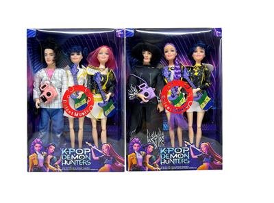 美泰版第3代K-POP 猎魔11.5寸12关节实身猎魔女团，猎魔男团三人混装带吉他带照相机 - OBL10427725